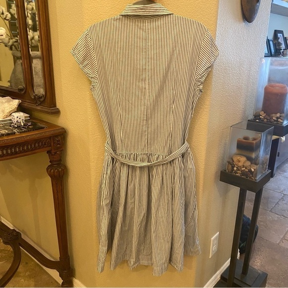 NORMAKAMALI Women Gray White Striped Buttoned Tie Waist Dress Size Large - Picture 6 of 9